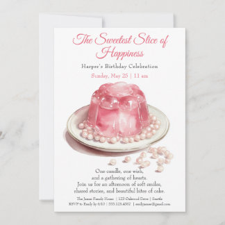 Eleganter rosa Wasserfarbenkuchen Geburtstagsfeier Einladung