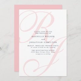 Eleganter Rosa Wedding Monogram Minimal Einladung