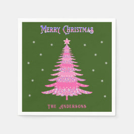 Eleganter Rosa Weihnachtsbaum Individuelle Name Gr Serviette