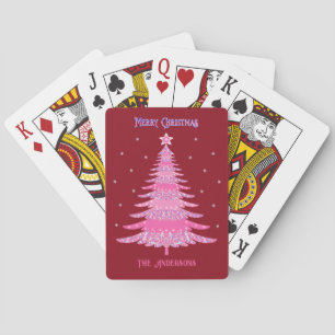 Eleganter Rosa Weihnachtsbaum Individuelle Name Ro Spielkarten