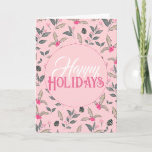 Eleganter rosa Winter florale Wasserfarben Weihnac Karte