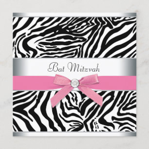 Eleganter rosa Zebra-Schläger Mitzvah Einladung