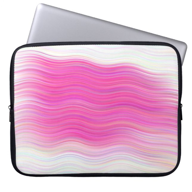 Eleganter, rosafarbener Abstrakter Waves Laptopschutzhülle (Vorderseite)