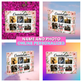 Eleganter rosafarbener floraler Moderner Keepake Fotoblock