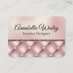 Eleganter rosafarbener Glitzer und Diamanten auf d Visitenkarte