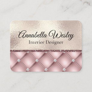 Eleganter rosafarbener Glitzer und Diamanten auf G Visitenkarte