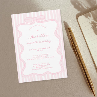 Eleganter, rosafarbener, handgezeichneter Bow jede Einladung