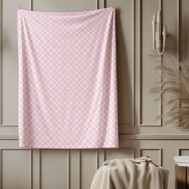 Eleganter rosafarbener klassischer Country-Stil Fleecedecke (Elegant Pink Checkered Classic Country Style Fleece Blanket)