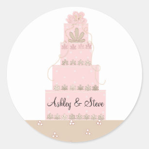 Eleganter rosafarbener Kuchen Save the Date Runder Aufkleber