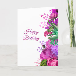 Eleganter rosafarbener Lila Blumenwald Geburtstag Karte