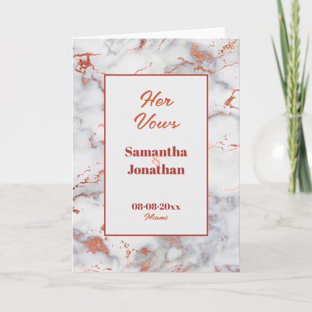 Eleganter rosafarbener Marmor, der ihre Vows-Karte Dankeskarte (Vorderseite)