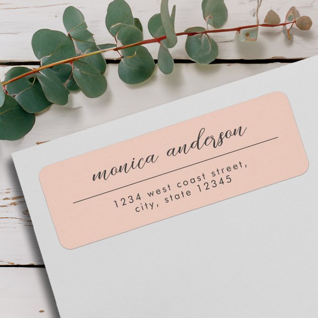 Eleganter, rosafarbener Minimalistischer Skriptnam (Elegant Blush Pink Minimalist Script Name Label)