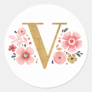 Eleganter rosafarbener Monogram, erster Goldbrief Runder Aufkleber