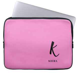 Eleganter rosafarbener Monogramm-Laptop-Sieb Laptopschutzhülle