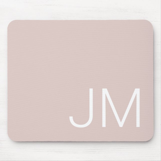 Eleganter rosafarbener Monogramm-Überschrift Mousepad (Vorne)