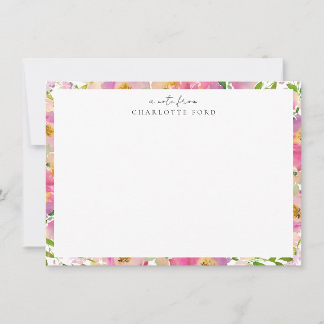 Eleganter, rosafarbener, pastellfarbener Rahmen Mitteilungskarte (Vorderseite)