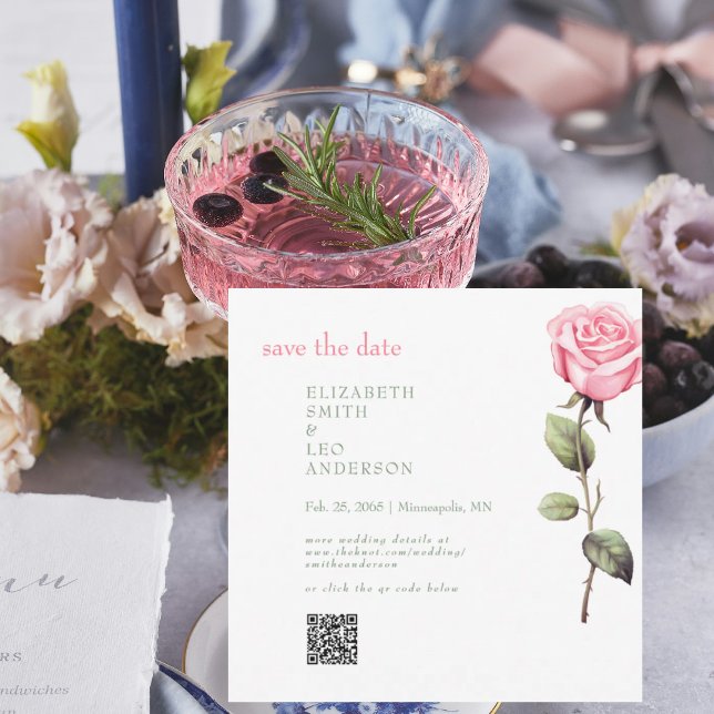 Eleganter rosafarbener QR-Code Save the Date (Von Creator hochgeladen)