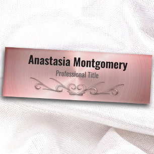 Eleganter rosafarbener Rosa-Metal-Scroll Beruflich Namenschild