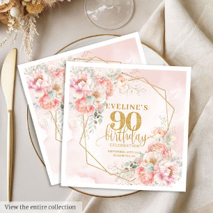 Eleganter rosafarbener und goldener Cocktail zum 9 Serviette