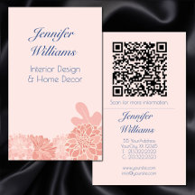 Eleganter rosafarbener und navyblauer floraler QR-