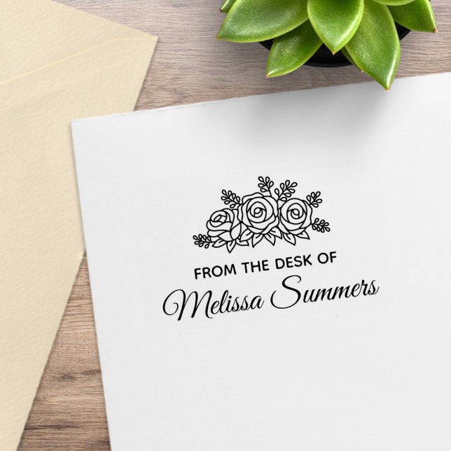 Eleganter Rose Blume Individuelle Name vom Schreib Gummistempel (Von Creator hochgeladen)