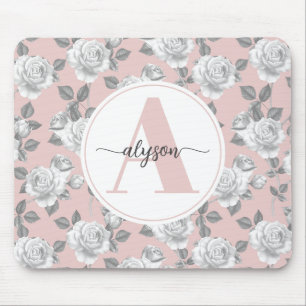 Eleganter Rose Garten in rosa Monogram Mouse pad Mousepad