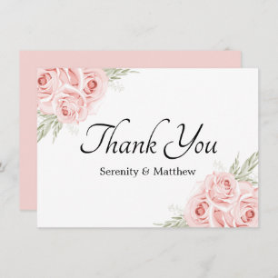 Eleganter Rose Garten Rosa Blumenzwiese Dankeskarte