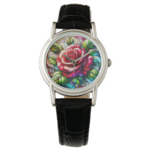 Eleganter Rose gefestigter Glaseffekt Armbanduhr