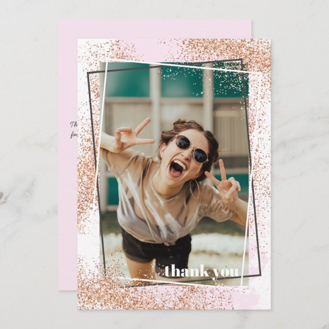 Eleganter Rose Gold Abschluss Dankeschön Karte (Vorne/Hinten)