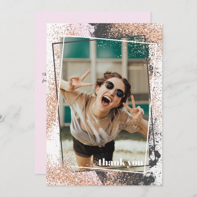 Eleganter Rose Gold Abschluss Dankeschön Karte (Vorne/Hinten)