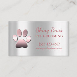 Eleganter Rose Gold Dog Paw Pet Grooming Service Visitenkarte