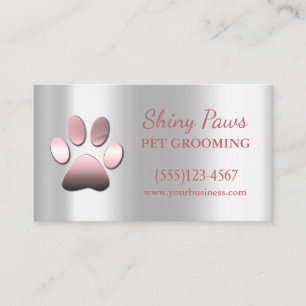 Eleganter Rose Gold Dog Paw Pet Grooming Service Visitenkarte