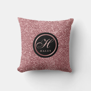 Eleganter Rose-Gold-Glitter-Effekt Anfangsbuchstab Kissen