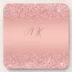 Eleganter Rose Gold Luxe Schimmer Monogramm Unters Getränkeuntersetzer