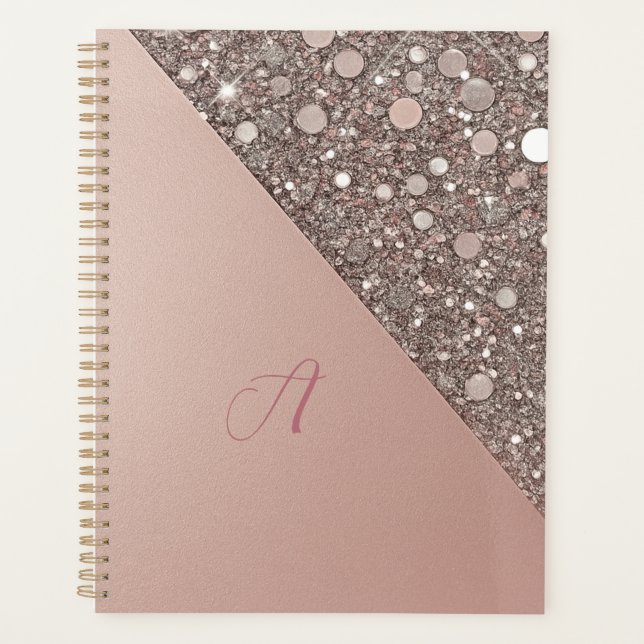 Eleganter Rose Gold Monogram Planer (Vorderseite)