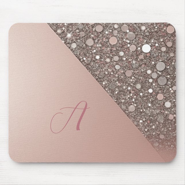 Eleganter Rose Gold Monogram Planer Mousepad (Vorne)
