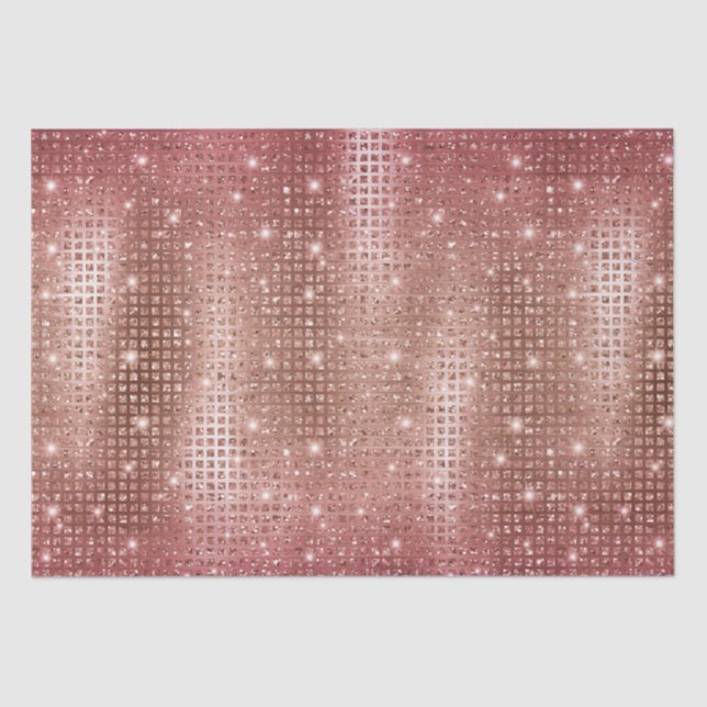 Eleganter Rose Gold Mosaik Metallic Glitzer Seidenpapier (Vorderseite)