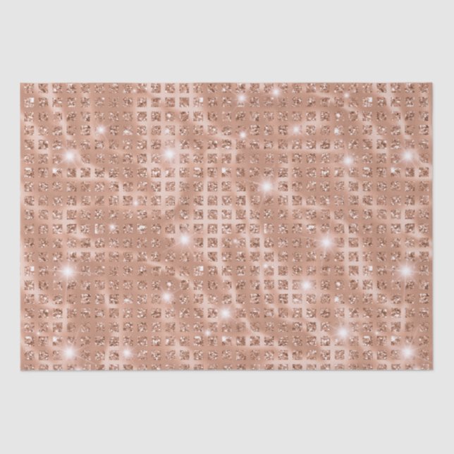 Eleganter Rose Gold Mosaik Metallic Glitzer Seidenpapier (Vorderseite)