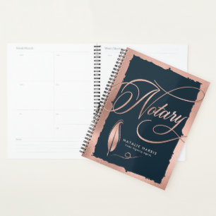 Eleganter Rose Gold & Navy Notary Loan Agent Planer