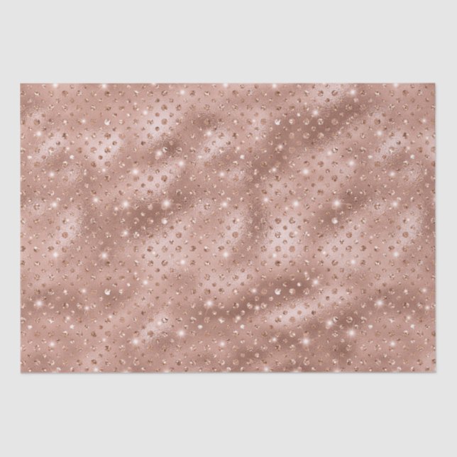 Eleganter Rose Gold Polka Dot Metallic Glitzer Seidenpapier (Vorderseite)