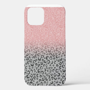 Eleganter Rose-Gold-Silber-Glitter-Leopardenprint iPhone 12 Hülle