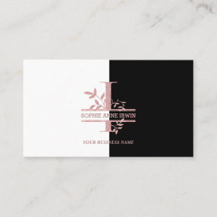 Eleganter Rose Gold Split Custom Monogram Letter I Visitenkarte