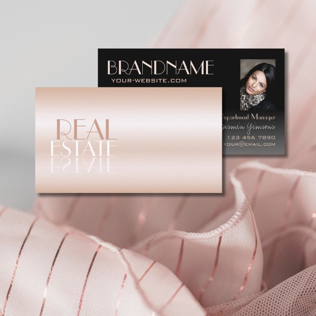 Eleganter Rose Gold und Black Mirror Schriftart mi Visitenkarte (Von Creator hochgeladen)