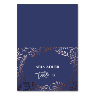 Eleganter Rose Gold und Marineverbände Tischnummer