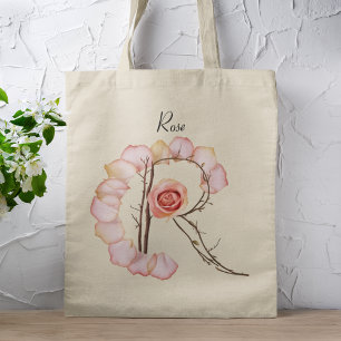 Eleganter Rose Petal Letter R Monogram Individuell Tragetasche