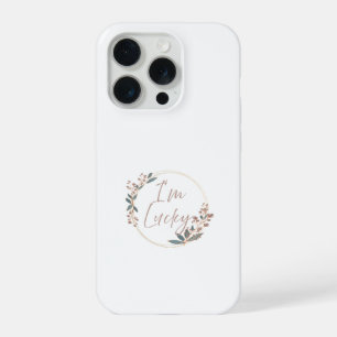 Eleganter Roségold-Blumenkranz 'Ich habe Glück'-Zi iPhone 15 Pro Hülle