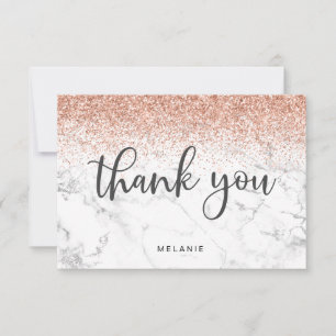 Eleganter Roségold Glitter Marmor Weiblich Dankeskarte
