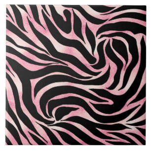 Eleganter Roségold-Glitter-Zebra-Schwarz-Tierdruck Fliese