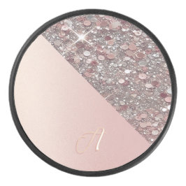Eleganter Roségold-Monogramm-Puck Eishockey Puck