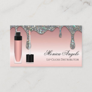 Eleganter rosegoldener Glitter-Drips-Lipgloss-Them Visitenkarte
